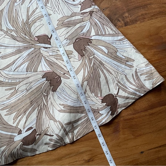 Vintage Linen Blend Floral A-Line Beige and Tan Midi Skirt 90s Y2K Office Work - Picture 11 of 12
